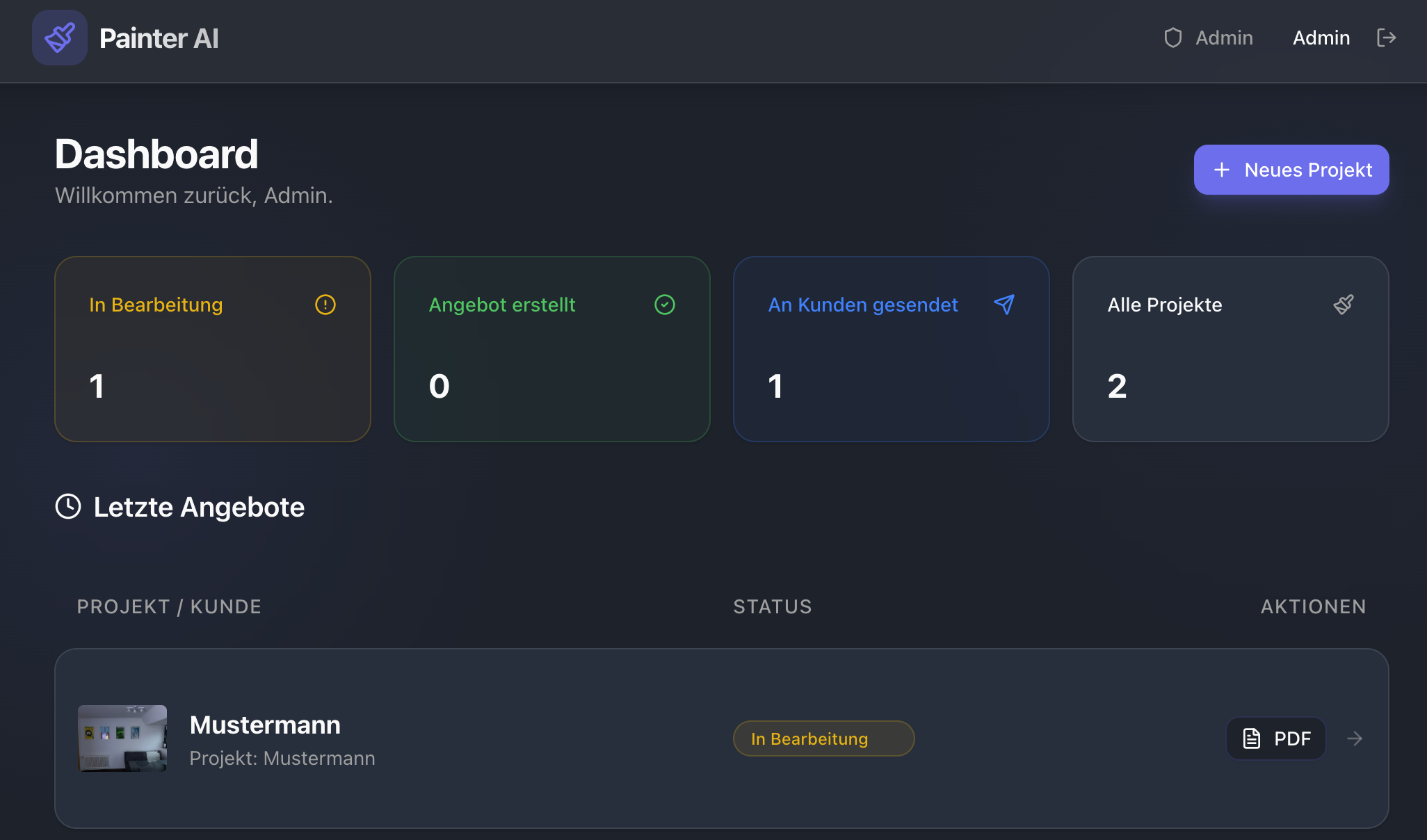 Painter AI Dashboard